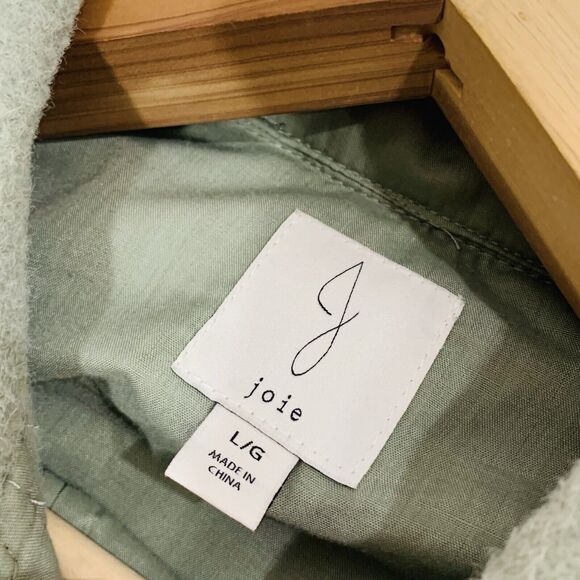 Joie Green Button Up Pocket Shaket Jacket Size Large Women’s - Picture 10 of 12